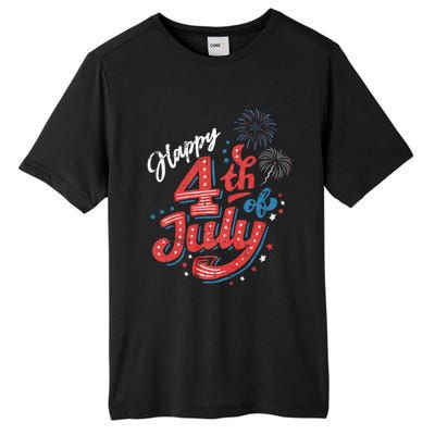 Happy 4th Of July Patriotic American Us Flag 4th Of July Tall Fusion ChromaSoft Performance T-Shirt