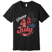 Happy 4th Of July Patriotic American Us Flag 4th Of July Premium T-Shirt