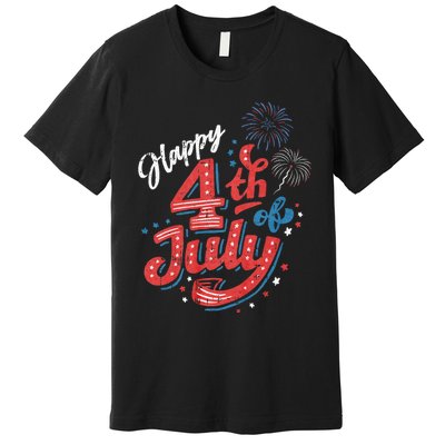 Happy 4th Of July Patriotic American Us Flag 4th Of July Premium T-Shirt