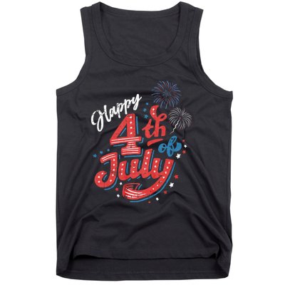 Happy 4th Of July Patriotic American Us Flag 4th Of July Tank Top