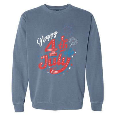 Happy 4th Of July Patriotic American Us Flag 4th Of July Garment-Dyed Sweatshirt