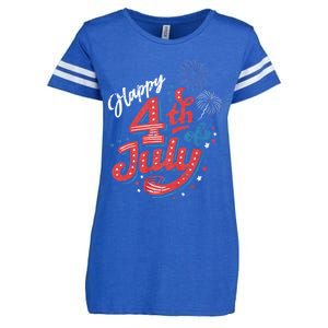 Happy 4th Of July Patriotic American Us Flag 4th Of July Enza Ladies Jersey Football T-Shirt