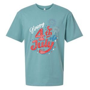 Happy 4th Of July Patriotic American Us Flag 4th Of July Sueded Cloud Jersey T-Shirt