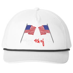 Happy 4th Of July USA Flag Snapback Five-Panel Rope Hat