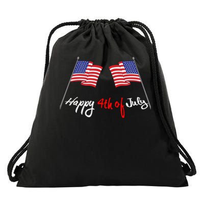 Happy 4th Of July USA Flag Drawstring Bag