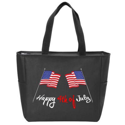 Happy 4th Of July USA Flag Zip Tote Bag