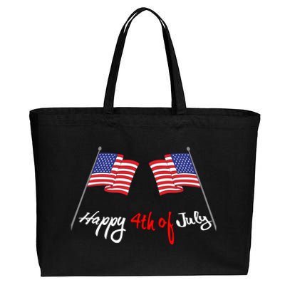 Happy 4th Of July USA Flag Cotton Canvas Jumbo Tote