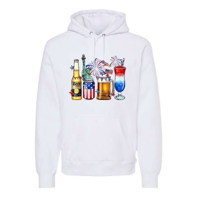 Happy 4th Of July Wine Glasses Premium Hoodie