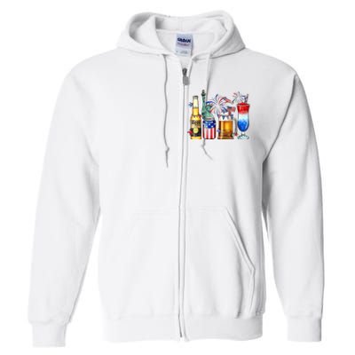 Happy 4th Of July Wine Glasses Full Zip Hoodie