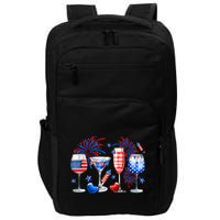 Happy 4th Of July Wine Glasses USA Flag Drinking Party Impact Tech Backpack