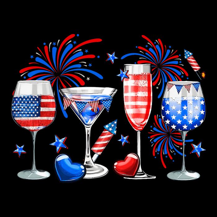 Happy 4th Of July Wine Glasses USA Flag Drinking Party Impact Tech Backpack
