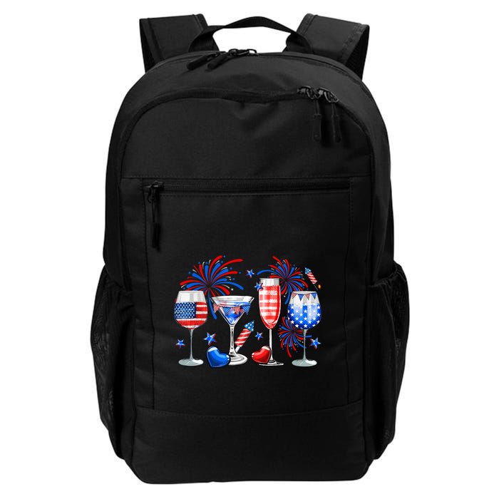 Happy 4th Of July Wine Glasses USA Flag Drinking Party Backpack