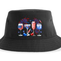 Happy 4th Of July Wine Glasses USA Flag Drinking Party Sustainable Bucket Hat