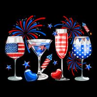 Happy 4th Of July Wine Glasses USA Flag Drinking Party Sustainable Bucket Hat