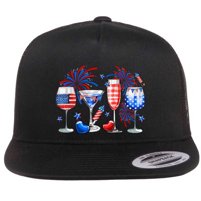 Happy 4th Of July Wine Glasses USA Flag Drinking Party Flatbill Hat