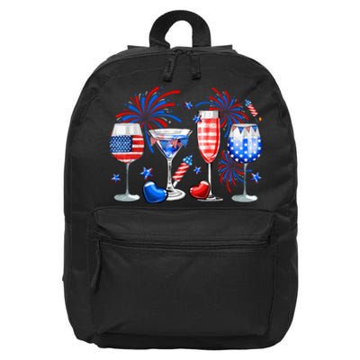 Happy 4th Of July Wine Glasses USA Flag Drinking Party 16 in Basic Backpack