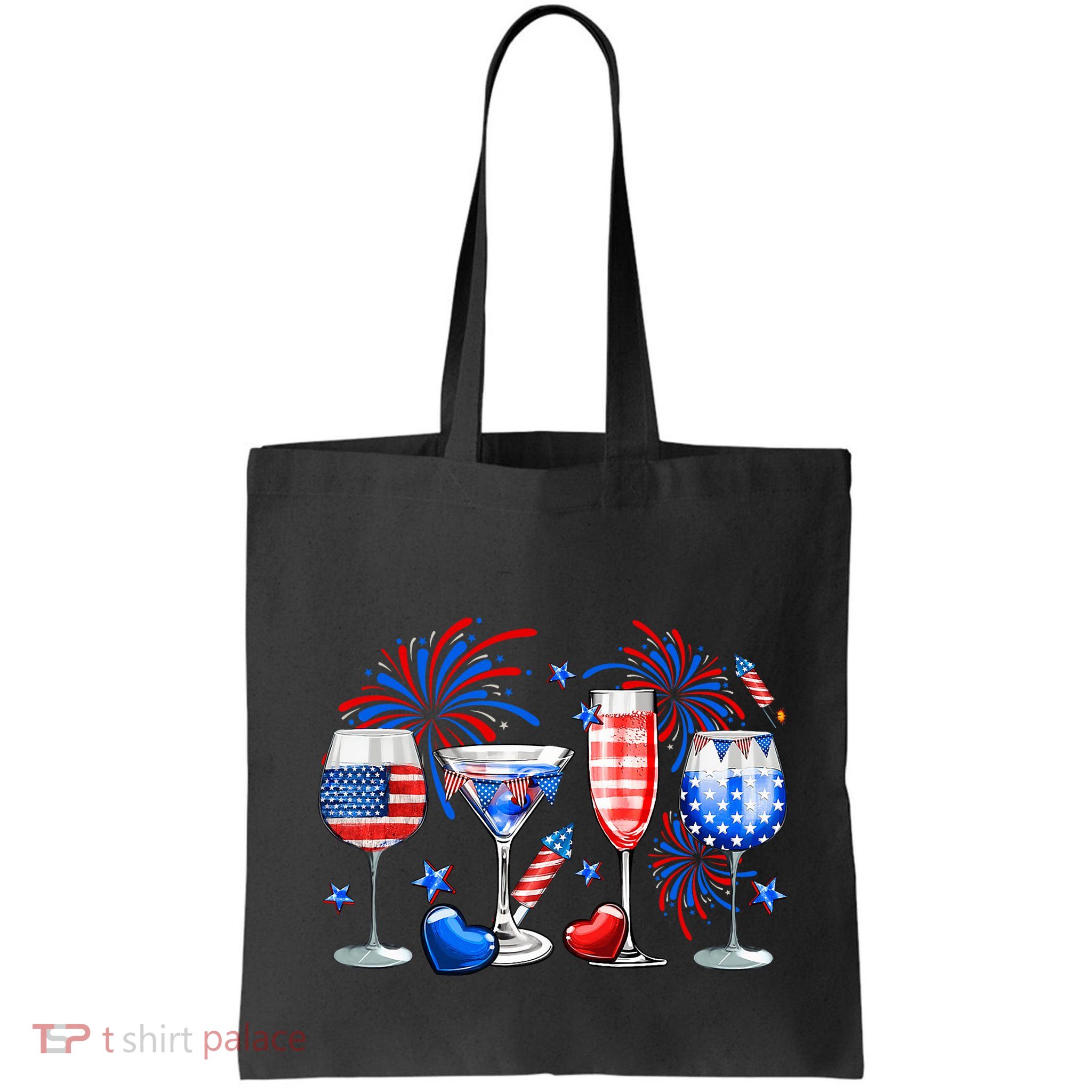 Happy 4th Of July Wine Glasses USA Flag Drinking Party Bag