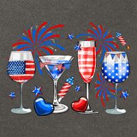 Happy 4th Of July Wine Glasses USA Flag Drinking Party Cotton Canvas Backpack