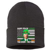 Happy 4th Of Patrick You Know The Thing Funny Biden Sustainable Knit Beanie