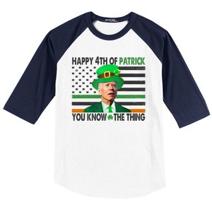 Happy 4th Of Patrick You Know The Thing Funny Biden Baseball Sleeve Shirt