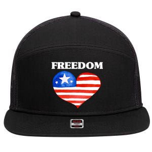 Happy 4th Of July America Independence Freedom Fourth July Gift 7 Panel Mesh Trucker Snapback Hat