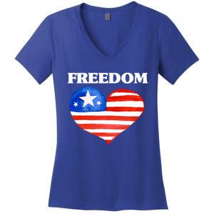 Happy 4th Of July America Independence Freedom Fourth July Gift Women's V-Neck T-Shirt