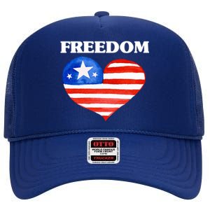 Happy 4th Of July America Independence Freedom Fourth July Gift High Crown Mesh Back Trucker Hat