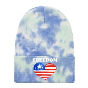 Happy 4th Of July America Independence Freedom Fourth July Gift Tie Dye 12in Knit Beanie