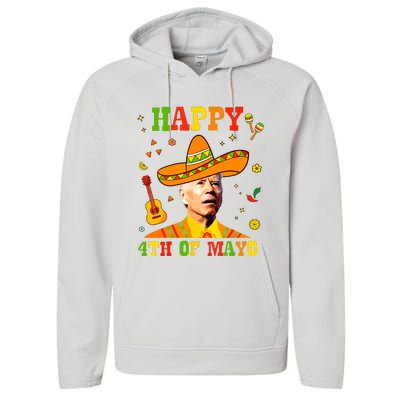 Happy 4th Of Mayo Funny Joe Biden Confused Cinco De Mayo Performance Fleece Hoodie