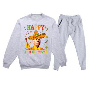 Happy 4th Of Mayo Funny Joe Biden Confused Cinco De Mayo Premium Crewneck Sweatsuit Set