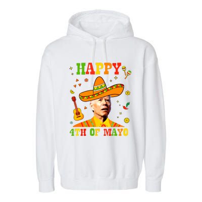 Happy 4th Of Mayo Funny Joe Biden Confused Cinco De Mayo Garment-Dyed Fleece Hoodie