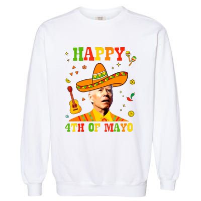 Happy 4th Of Mayo Funny Joe Biden Confused Cinco De Mayo Garment-Dyed Sweatshirt