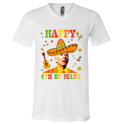 Happy 4th Of Mayo Funny Joe Biden Confused Cinco De Mayo V-Neck T-Shirt