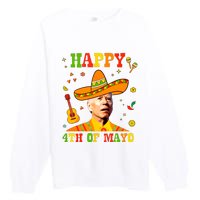 Happy 4th Of Mayo Funny Joe Biden Confused Cinco De Mayo Premium Crewneck Sweatshirt