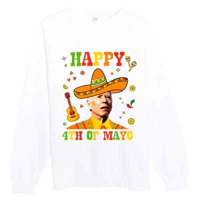 Happy 4th Of Mayo Funny Joe Biden Confused Cinco De Mayo Premium Crewneck Sweatshirt