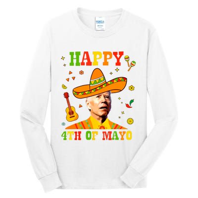 Happy 4th Of Mayo Funny Joe Biden Confused Cinco De Mayo Tall Long Sleeve T-Shirt