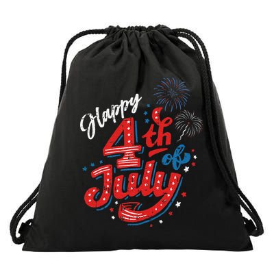 Happy 4th Of July Cool Independence Day Patriotic American Drawstring Bag