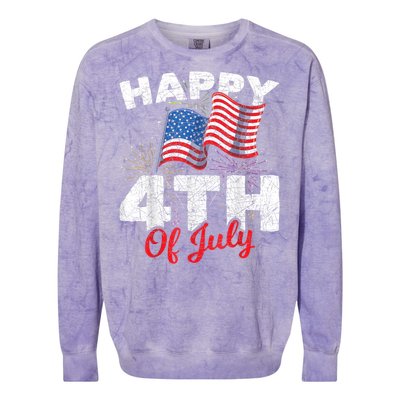 Happy 4th Of July Patriotic American US Flag 4th Of July Colorblast Crewneck Sweatshirt