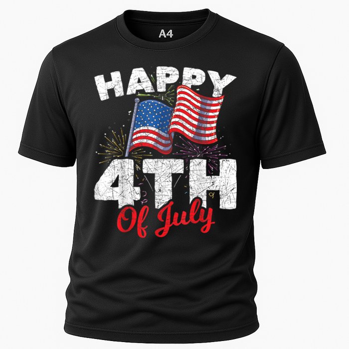 Happy 4th Of July Patriotic American US Flag 4th Of July Cooling Performance Crew T-Shirt