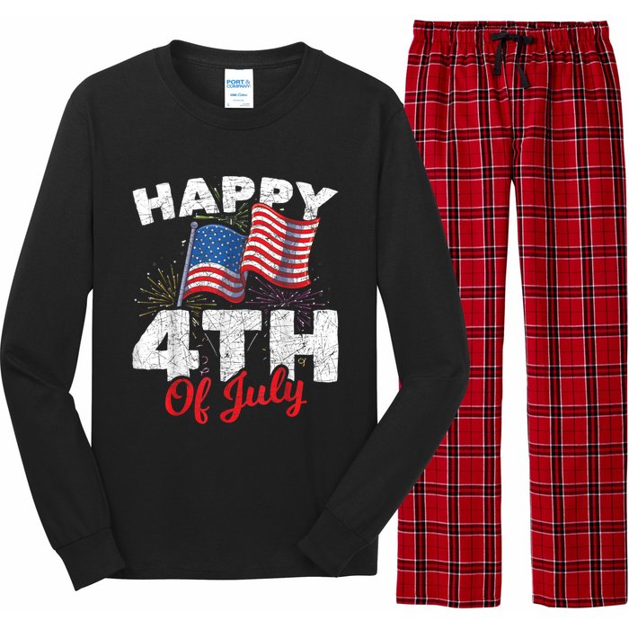 Happy 4th Of July Patriotic American US Flag 4th Of July Long Sleeve Pajama Set