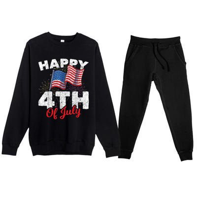 Happy 4th Of July Patriotic American US Flag 4th Of July Premium Crewneck Sweatsuit Set