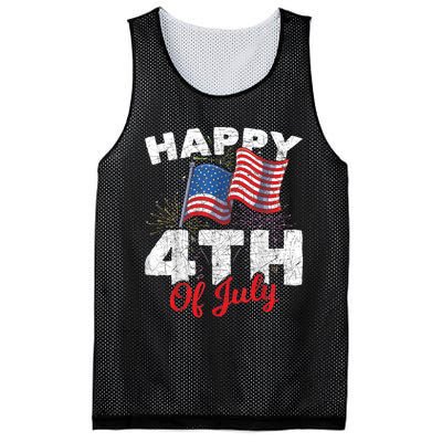 Happy 4th Of July Patriotic American US Flag 4th Of July Mesh Reversible Basketball Jersey Tank