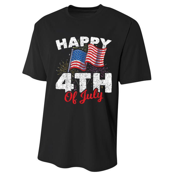 Happy 4th Of July Patriotic American US Flag 4th Of July Performance Sprint T-Shirt