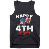 Happy 4th Of July Patriotic American US Flag 4th Of July Tank Top