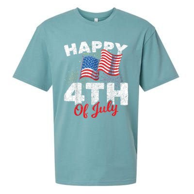 Happy 4th Of July Patriotic American US Flag 4th Of July Sueded Cloud Jersey T-Shirt