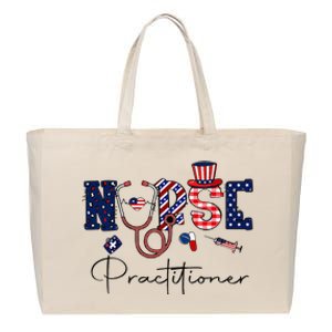 Happy 4th Of July Nurse Practitioner American Flag  Cotton Canvas Jumbo Tote