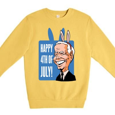 Happy 4th Of July Funny Biden Easter Bunny Parody Premium Crewneck Sweatshirt