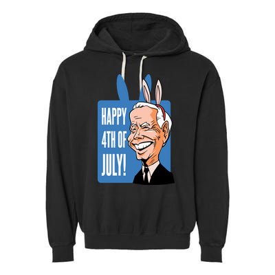 Happy 4th Of July Funny Biden Easter Bunny Parody Garment-Dyed Fleece Hoodie