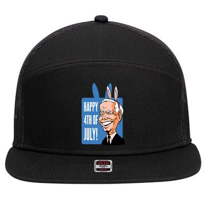 Happy 4th Of July Funny Biden Easter Bunny Parody 7 Panel Mesh Trucker Snapback Hat