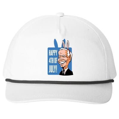 Happy 4th Of July Funny Biden Easter Bunny Parody Snapback Five-Panel Rope Hat